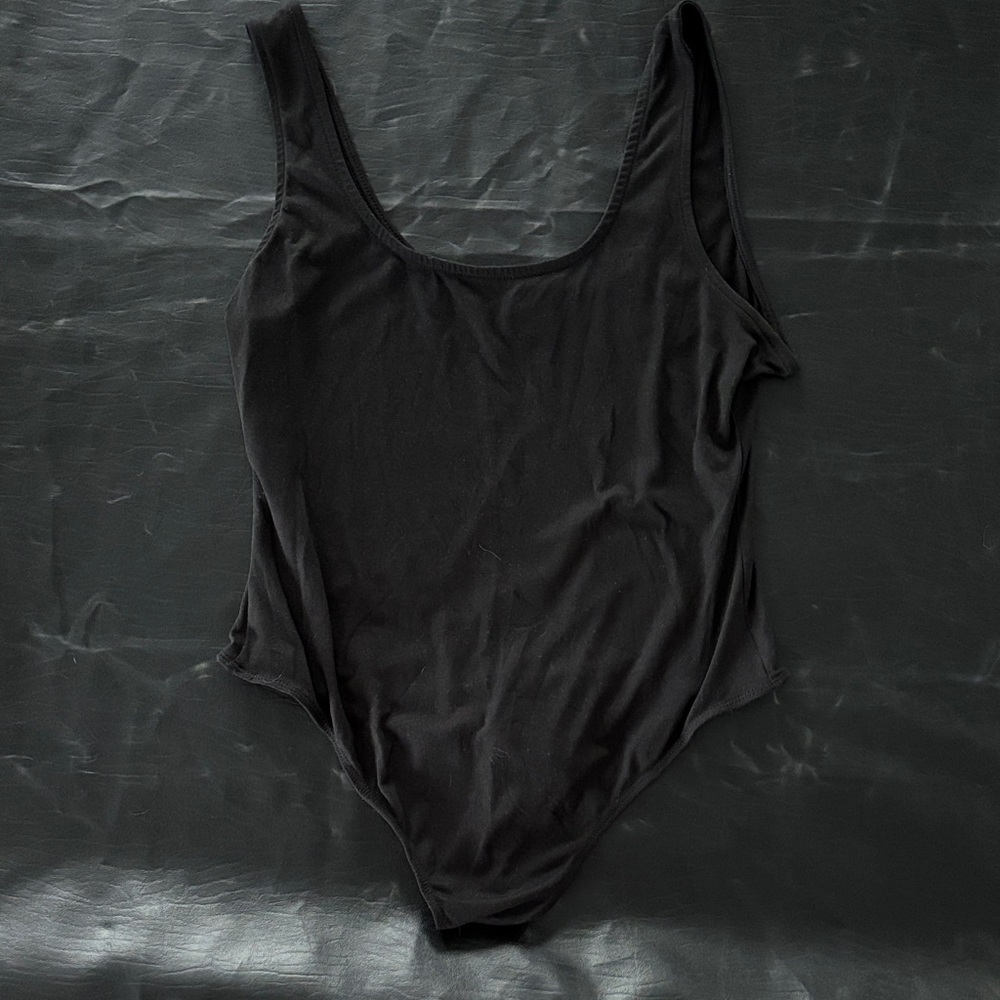 Black Scoop Neck Bodysuit